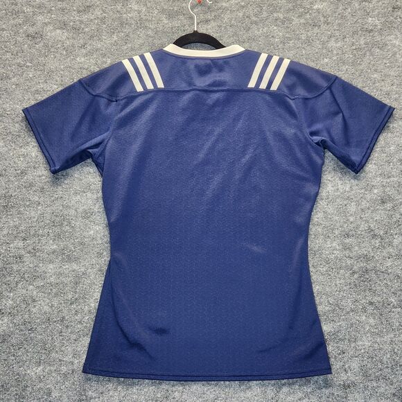 Adidas UC Davis Rugby Jersey Womens Large Stripped Shoulder Embroidered Logos - Picture 3 of 9